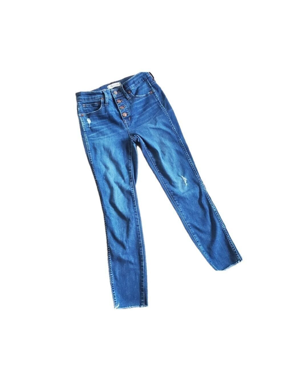 Madewell High Rise 10" Skinny Distressed Jeans Button Fly Size 25 Petite